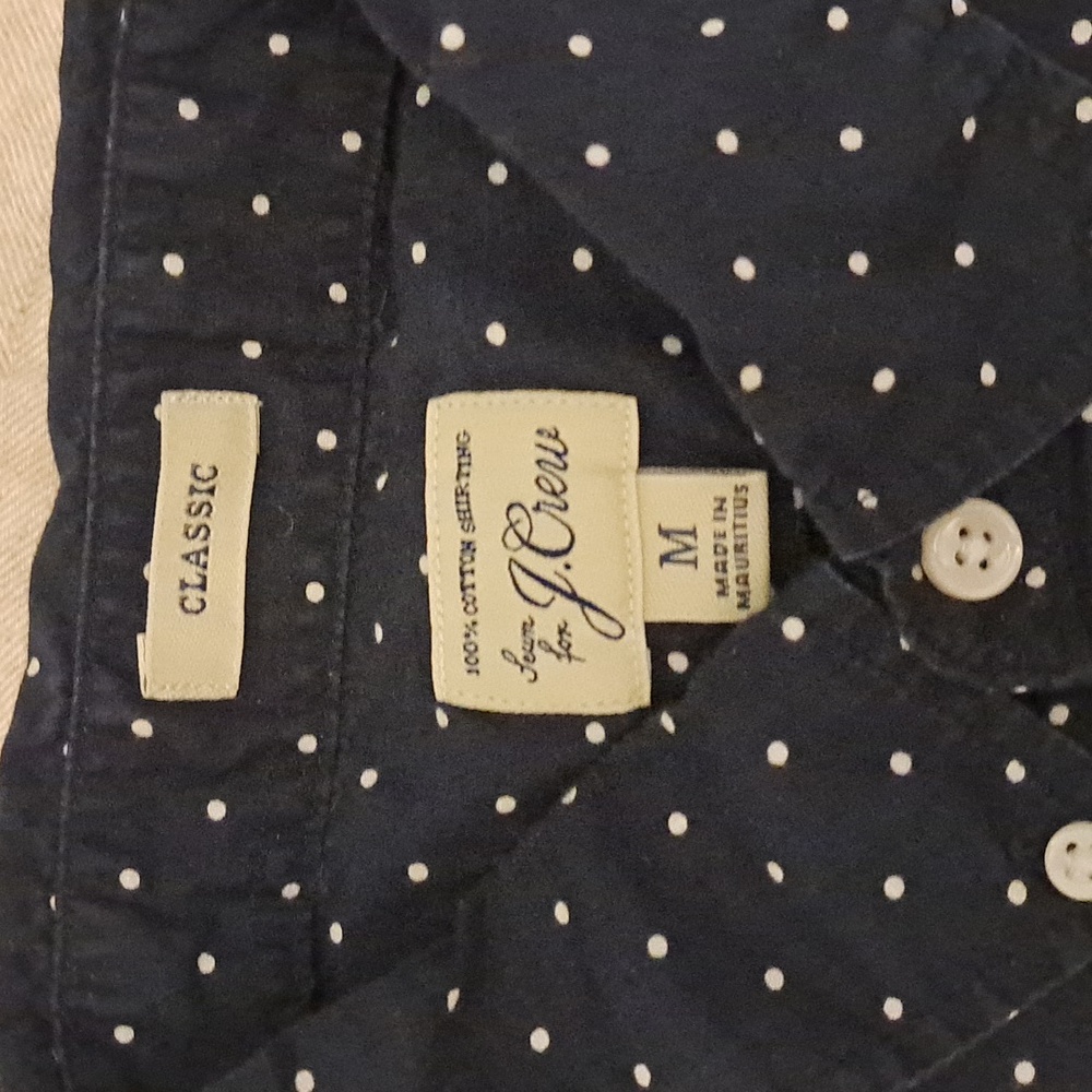 J. Crew Blue and White Polka Dot Short Sleeve Shirt - Picture 2 of 4